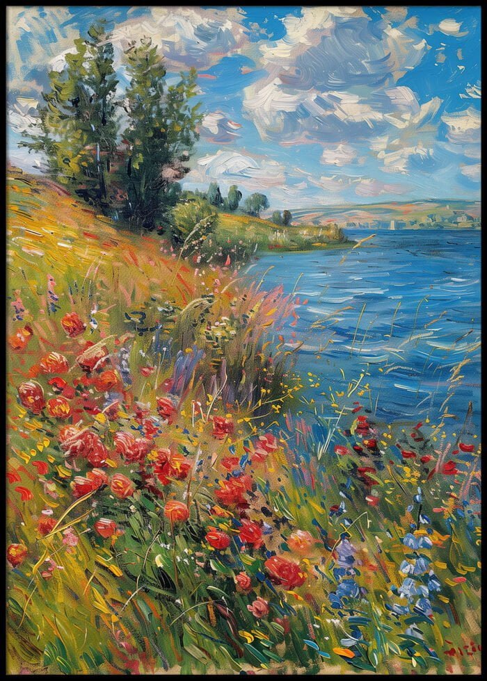 blumenwiese am see poster