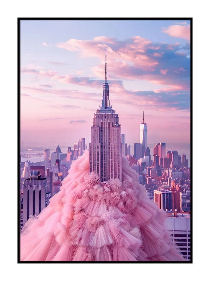 empire state building rosa kleid poster