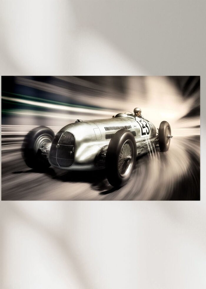 mercedes retro rennwagen poster