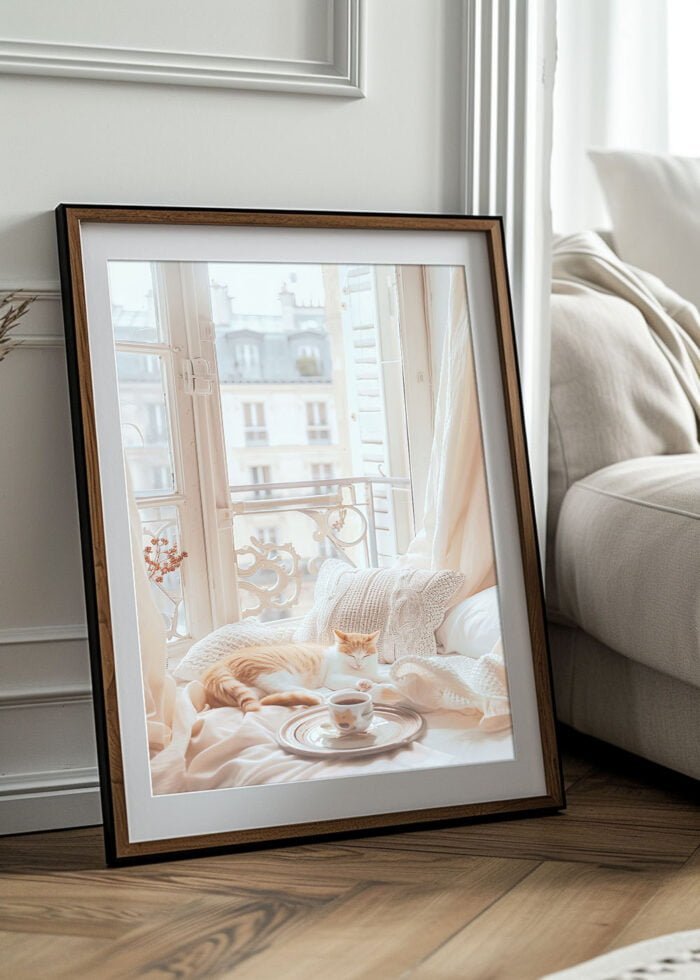 paris katze balkon poster