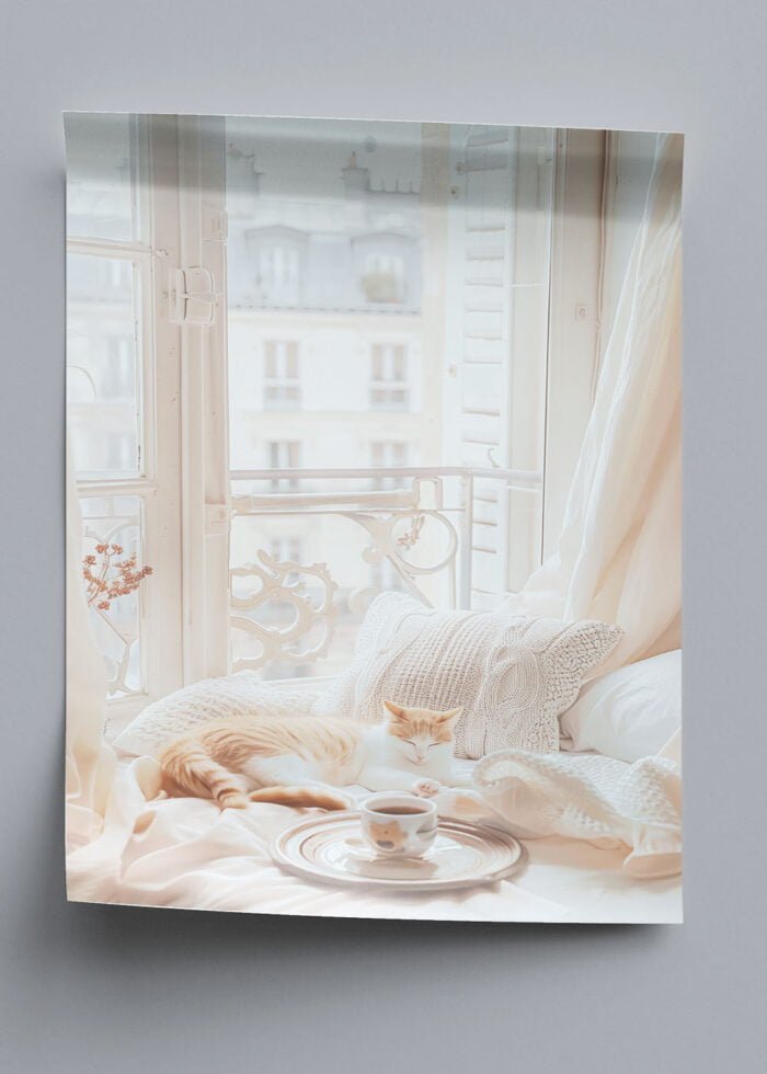 paris katze balkon poster