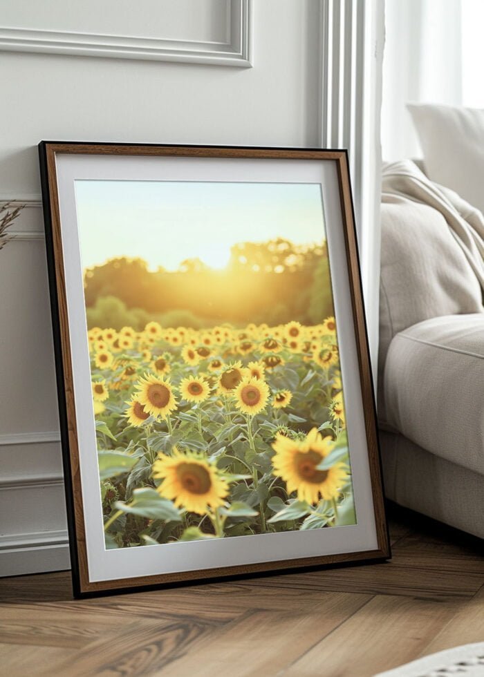 sonnenblumen bei sonnenuntergang poster