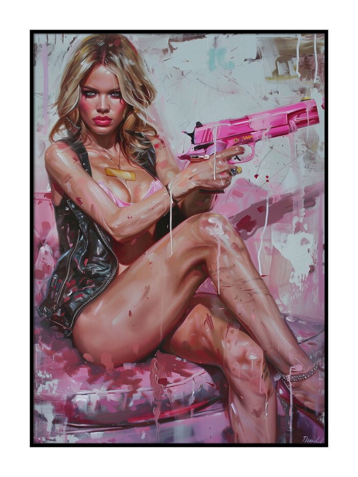 pink gun lady poster