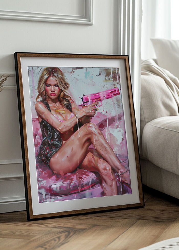 pink gun lady poster