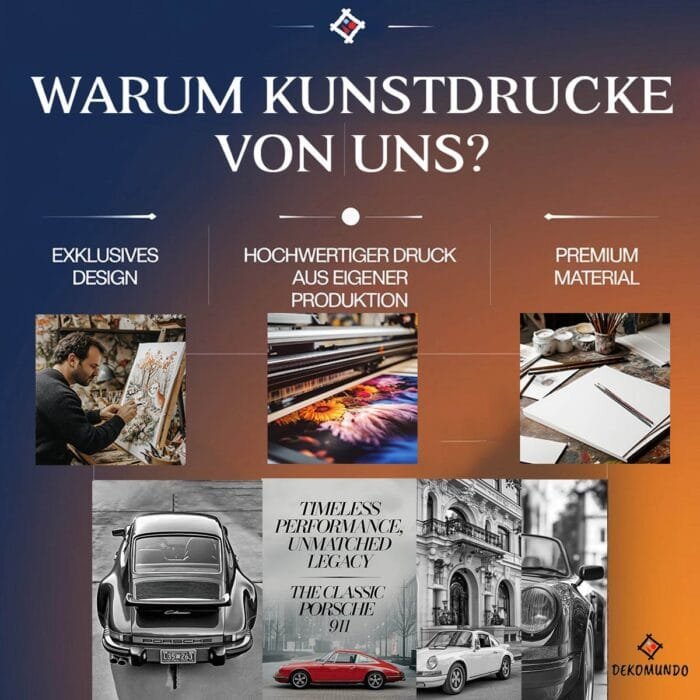 porsche 911 poster 6er set deko wandbilder für wohnzimmer, home office, hobbyraum und büro